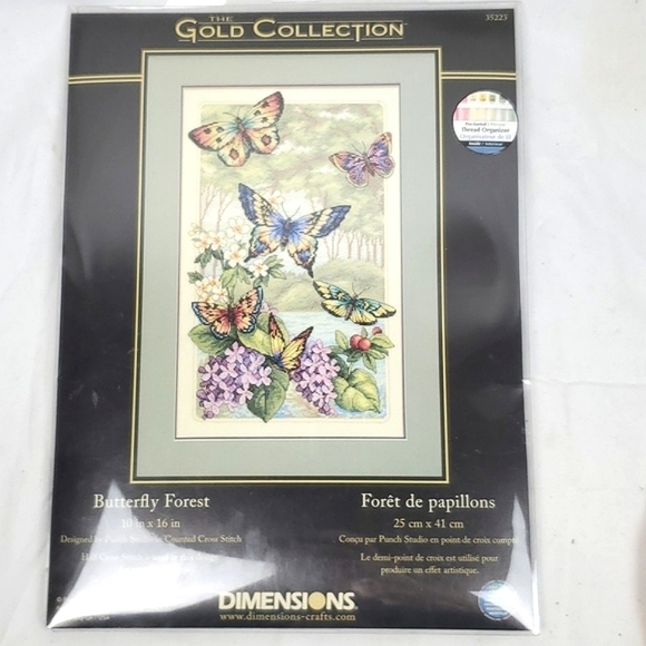 New The Gold Collection Butterfly Forest Cross Stitch Kit‎ and Embroidery Hoop - Picture 2 of 7